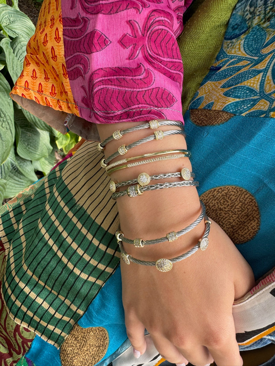 Two Tone Silver & Gold Bangles