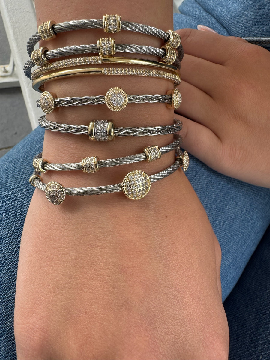 Two Tone Silver & Gold Bangles