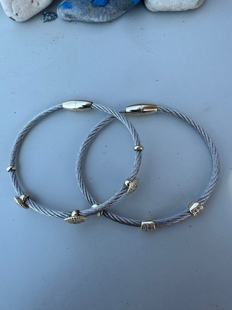 Two Tone Silver & Gold Bangles