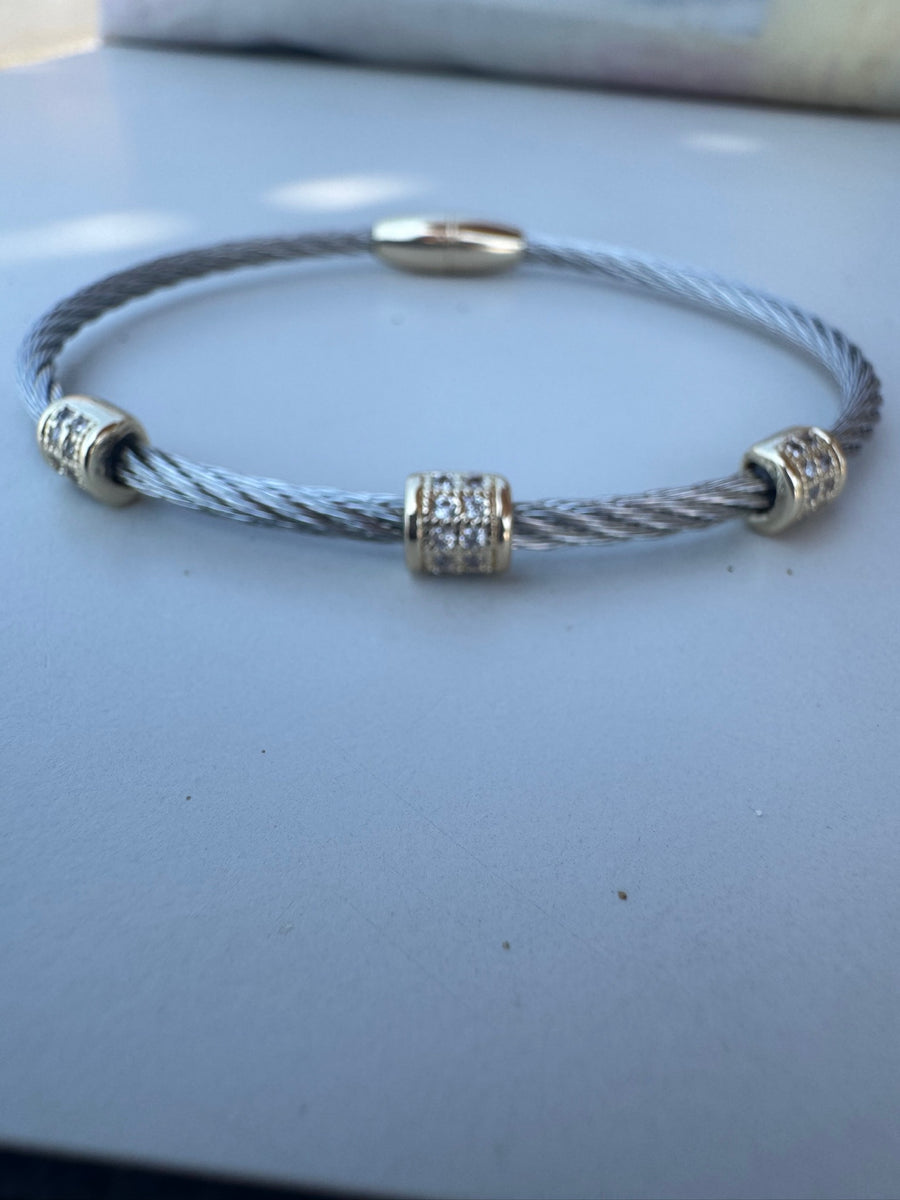 Two Tone Silver & Gold Bangles