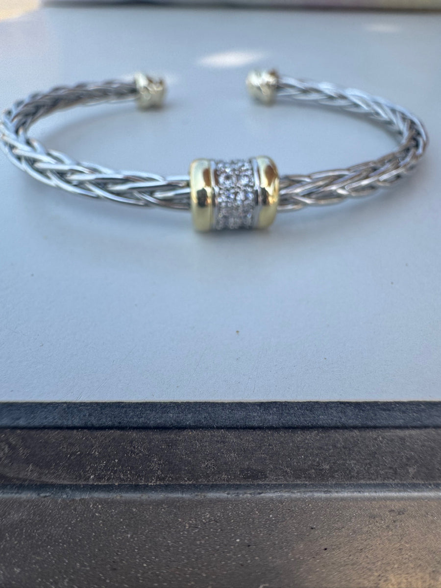 Two Tone Silver & Gold Bangles