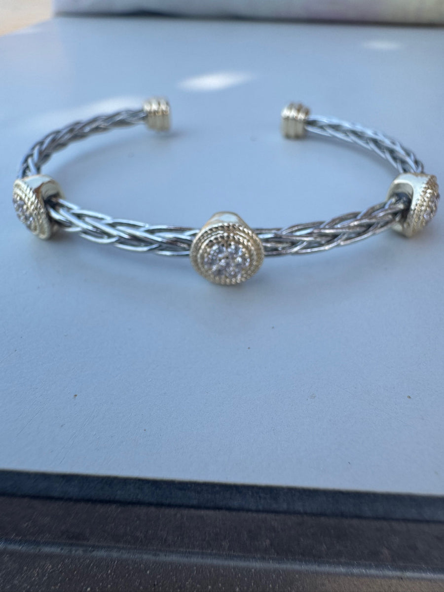 Two Tone Silver & Gold Bangles