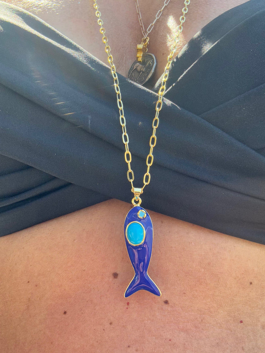 Mediterranean Enamel Fish Pendants