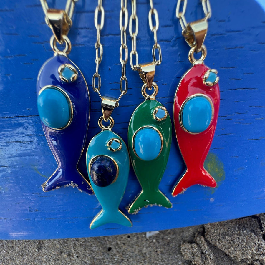 Mediterranean Enamel Fish Pendants