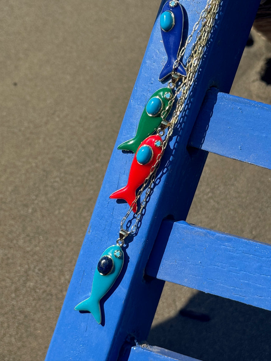 Mediterranean Enamel Fish Pendants