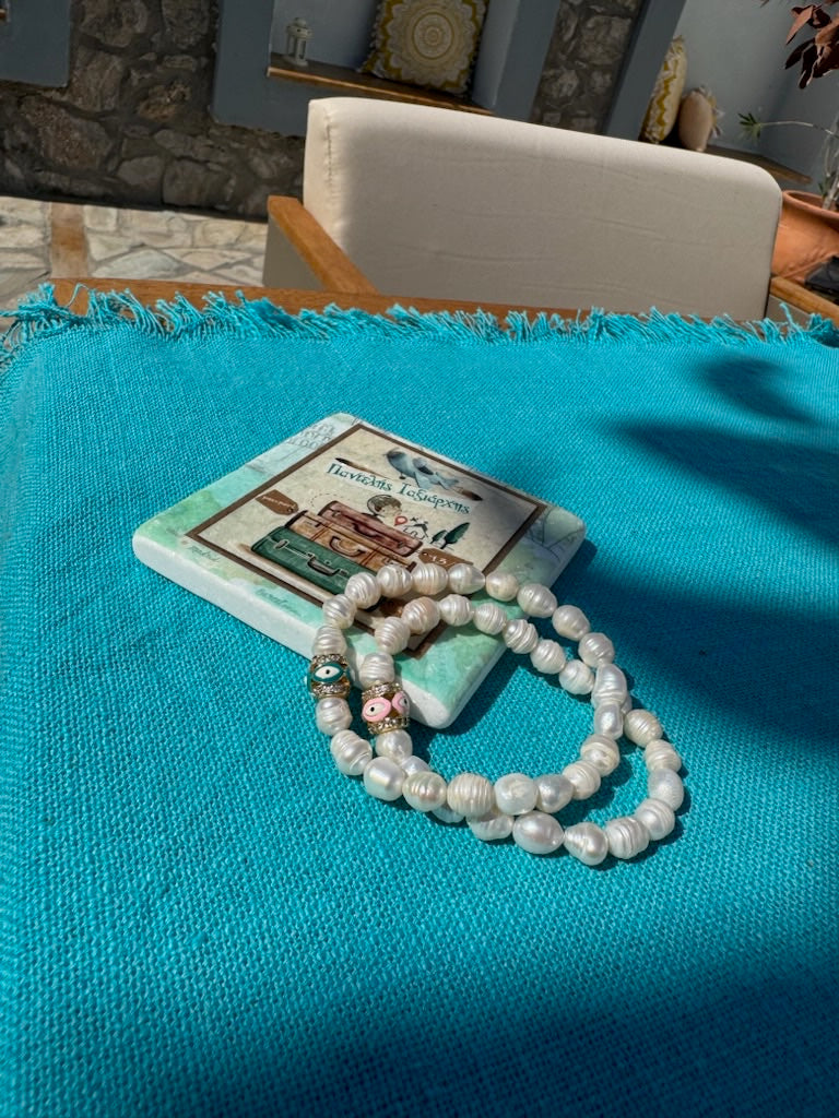 Protective Eye Pearl Stretch Bracelet