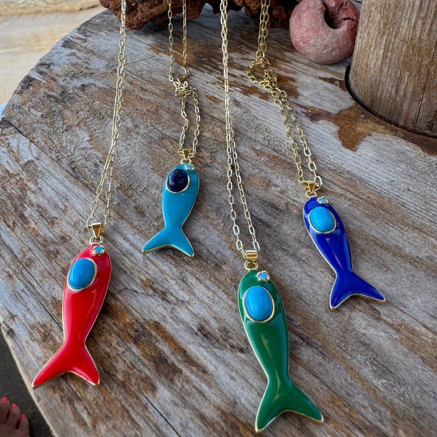 Mediterranean Enamel Fish Pendants
