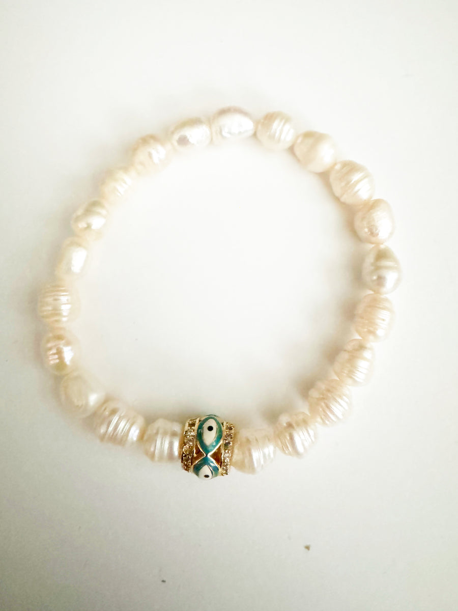 Protective Eye Pearl Stretch Bracelet