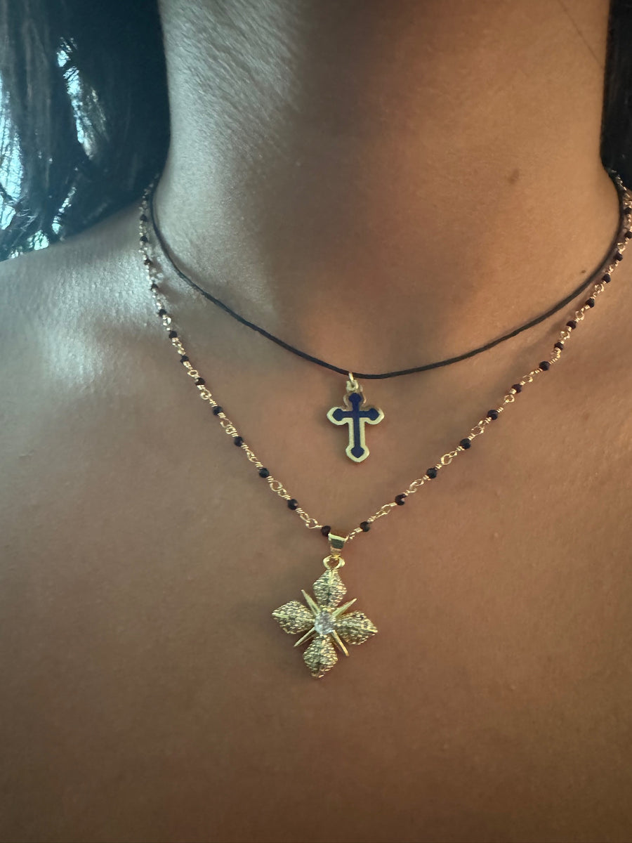 Grecian Blue Enamel Cross