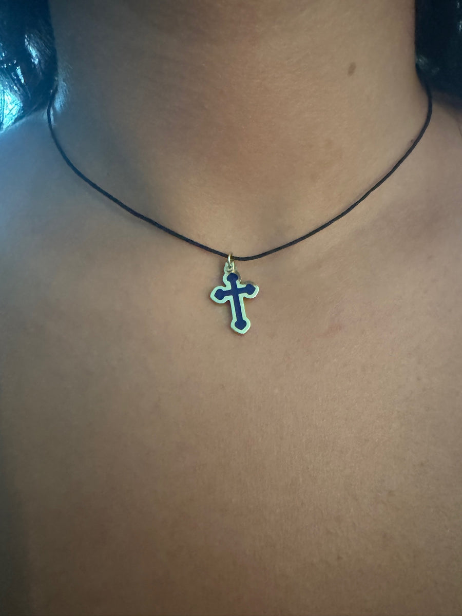 Grecian Blue Enamel Cross