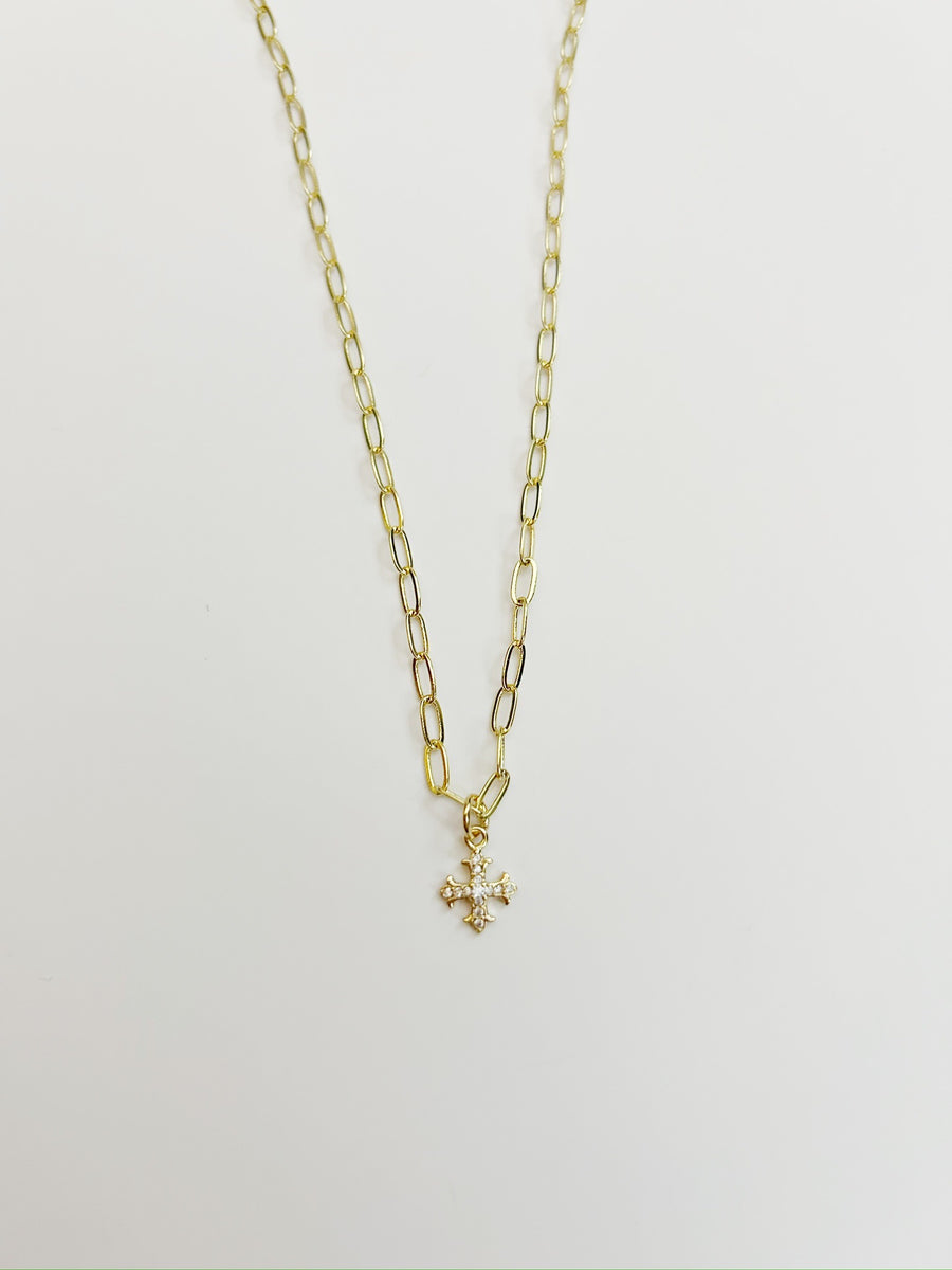 The Petite Pave Byzantine Cross Necklace