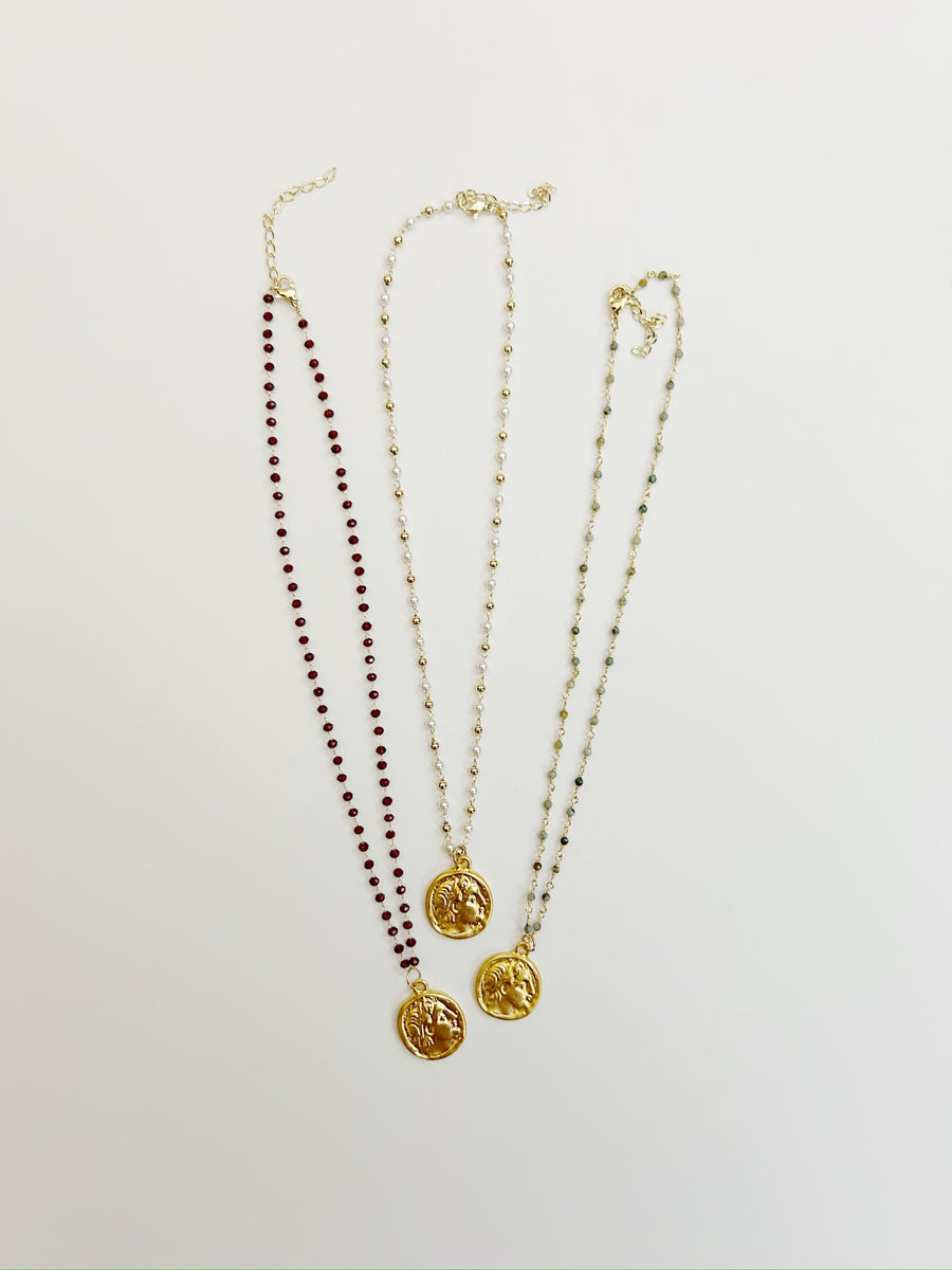 The Rosary Gemstone Chain with Gilded Athena