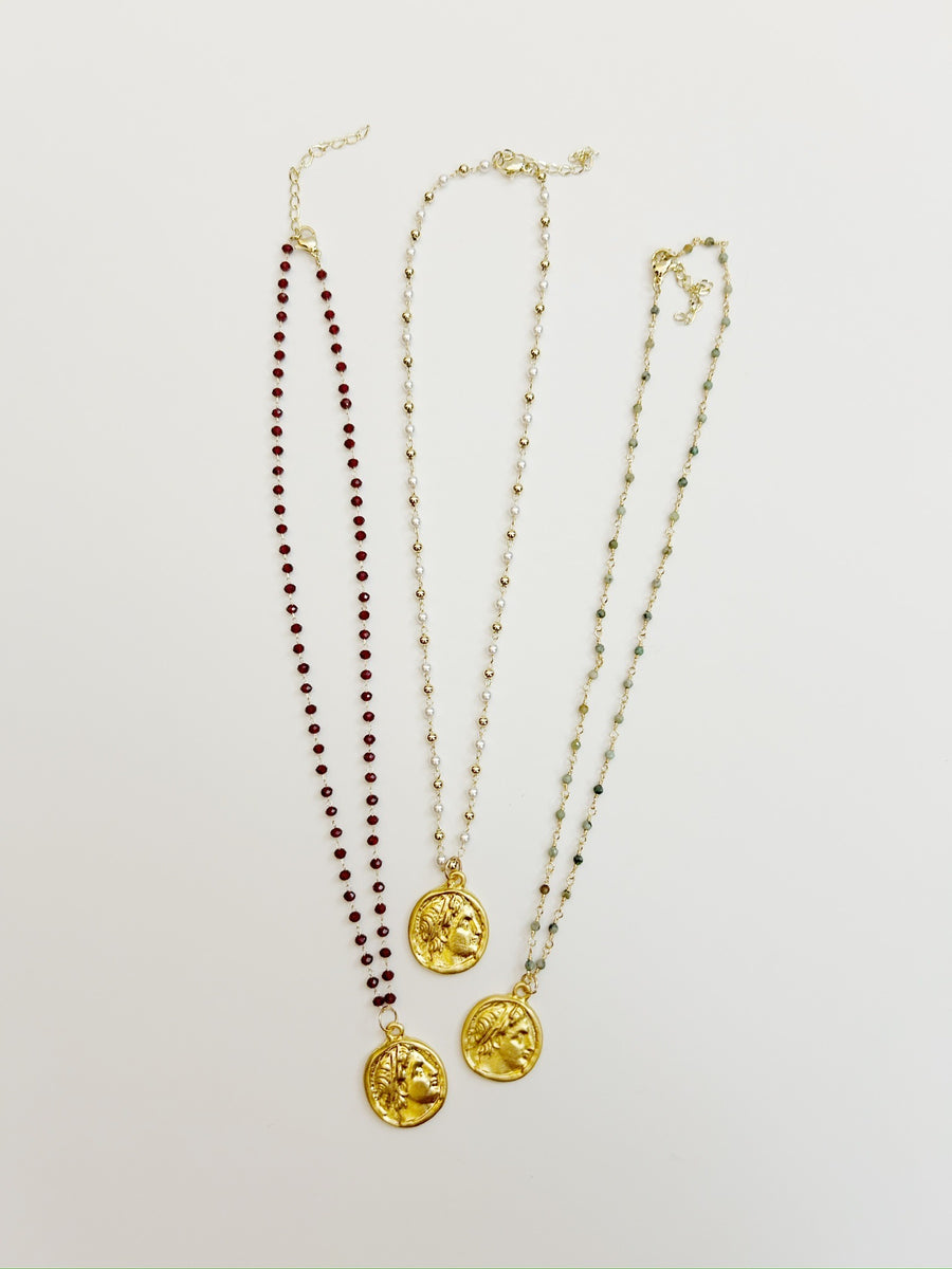 The Rosary Gemstone Chain with Gilded Athena