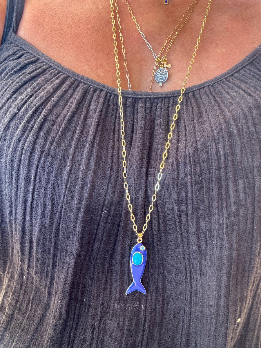 Mediterranean Enamel Fish Pendants