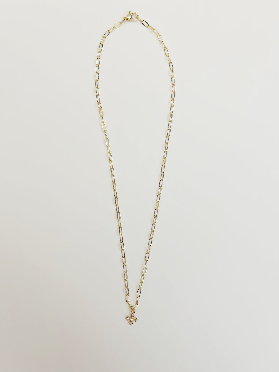 The Petite Pave Byzantine Cross Necklace