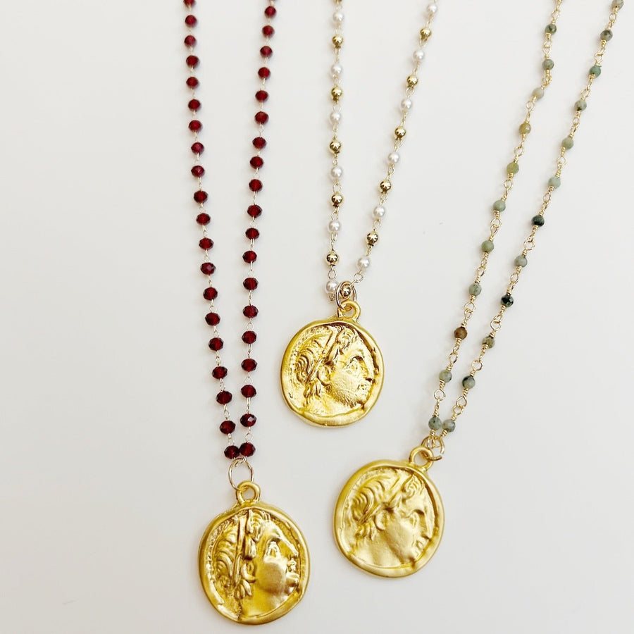 The Rosary Gemstone Chain with Gilded Athena