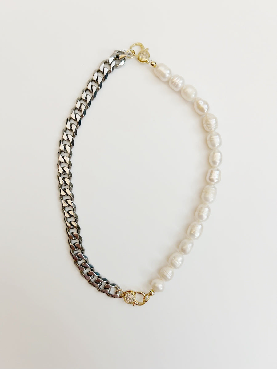 Eleni Pearl Cuban Mixed Metal Linkable