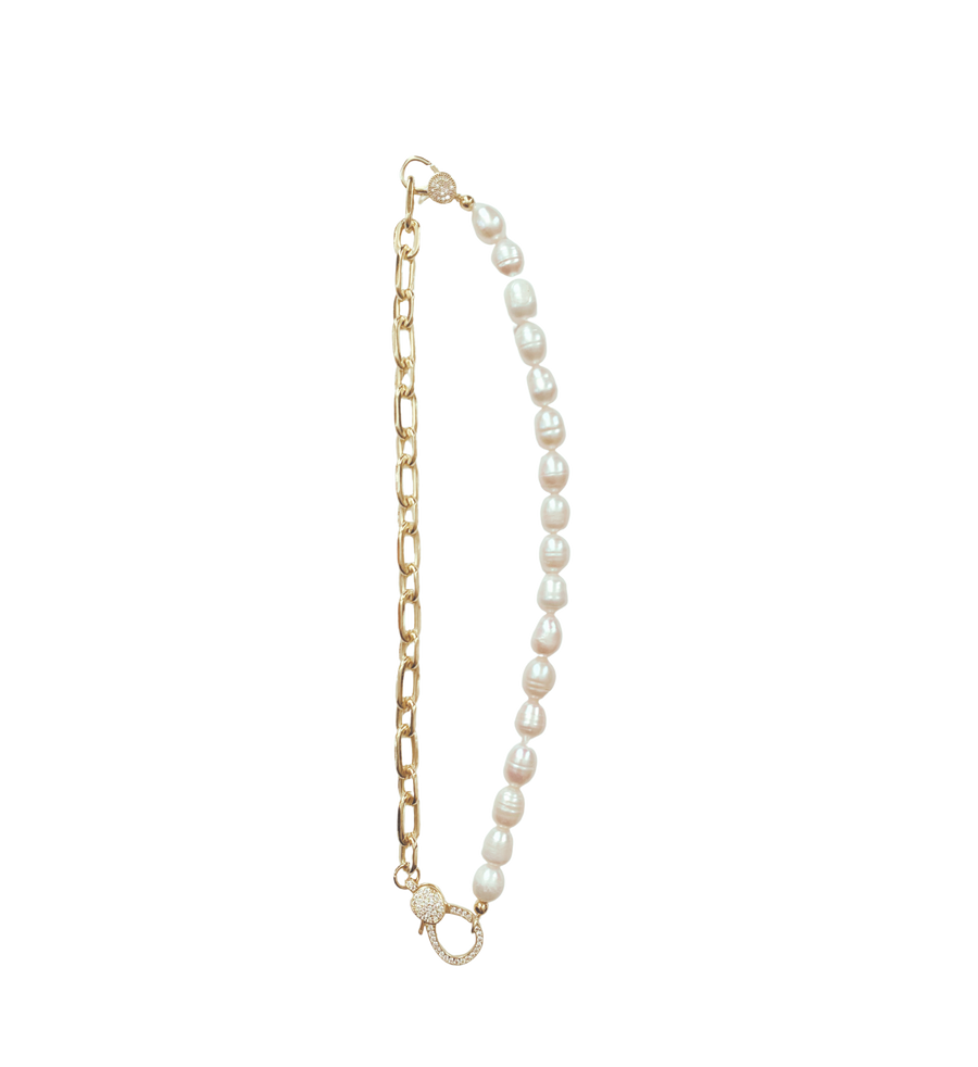 The Half and Half Pearl and Chain Necklace