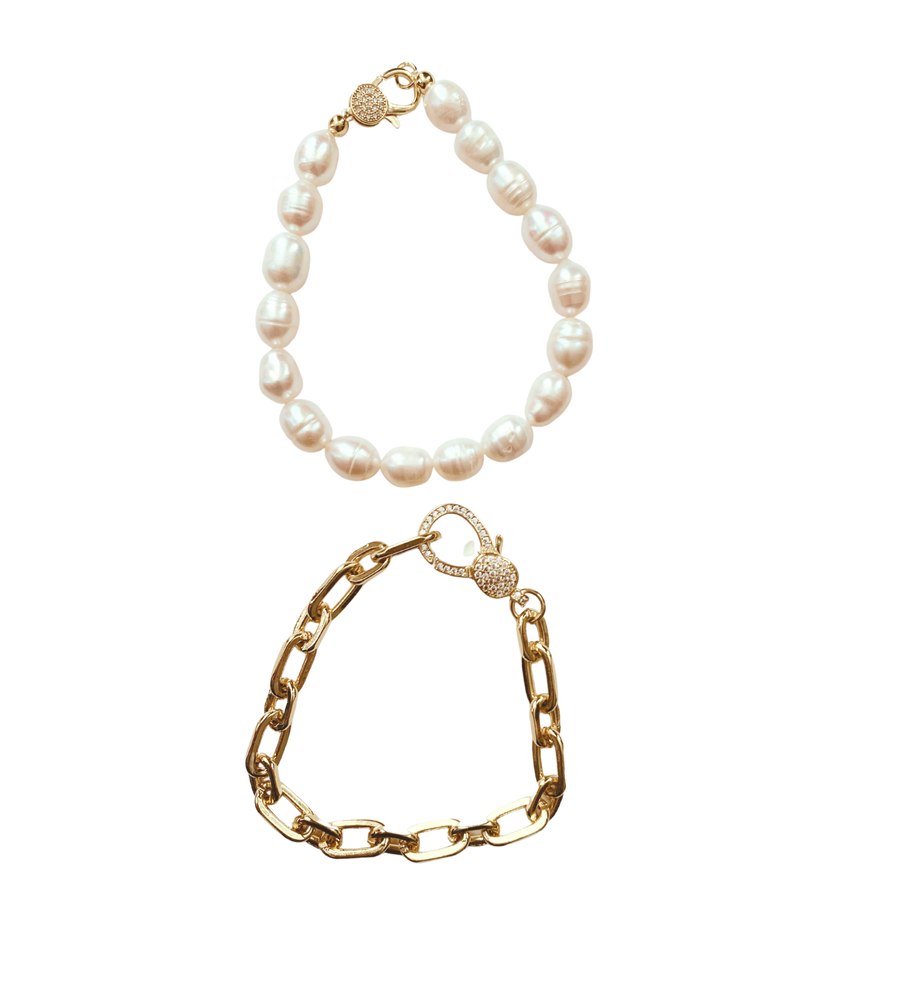 The Half and Half Pearl and Chain Necklace