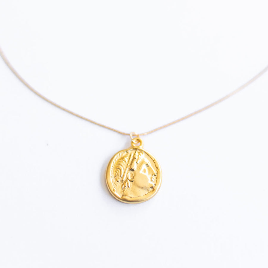 Gilded Athena Coin Necklace