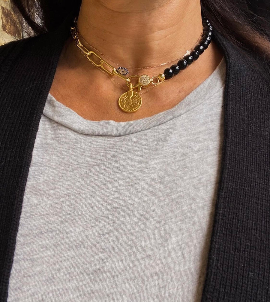 The Eleni Signature Linkable Necklace - Black Onyx Beads