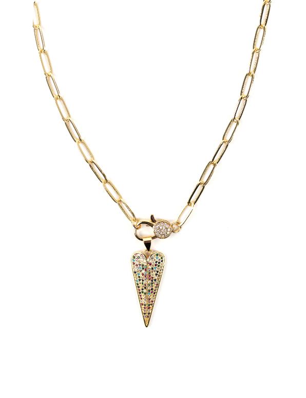 Jeweled Rainbow Heart Necklace